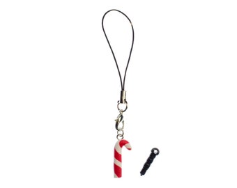 Candy Cane Mobile Cell Phone Charm Pendant Miniblings Christmas Sweets Red