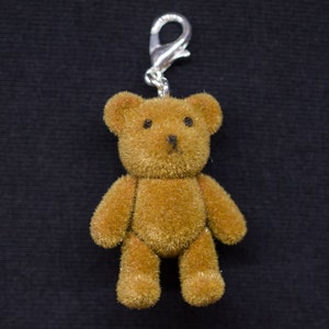 Teddy Bear Charm Pendant For Bracelet Miniblings Velvety Flock Light Brown imagen 1