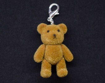 Teddy Bear Charm Pendant For Bracelet Miniblings Velvety Flock Light Brown