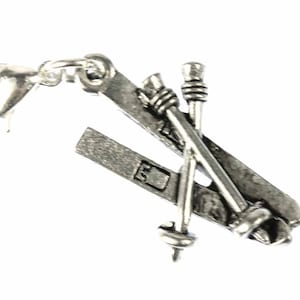 Skier Ski Winter Charm Pendant Zipper Pull For Bracelet Miniblings Silver