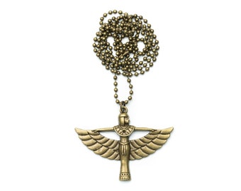 Isis Figur Kette Miniblings 60cm Anhänger Halskette Ägypten Göttin bronze