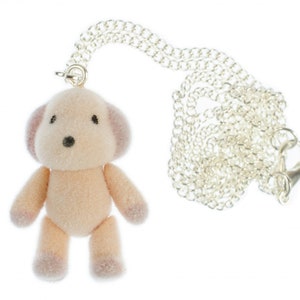 Dog Necklace Miniblings 45Cm Silver Plush Teddy Pet Velvety Flock