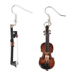 Violin Earrings With Bow Wood Miniblings Orchestra Music Instrument Violinist Box