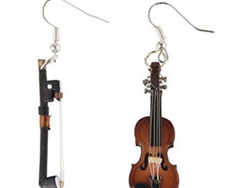 Violin Earrings With Bow Wood Miniblings Orchestra Music Instrument Violinist Box