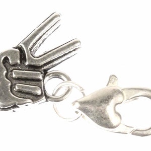 Peace Hand Charm Pendant For Bracelet Wristlet Miniblings Fingers Victory V Sign