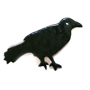 Raven Enamel Brooch Pin Badge Button Miniblings Bird Crow Enamelled Black
