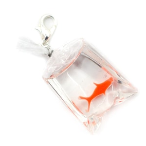 Goldfish Bag Charm Pendant Zipper Pull Miniblings Flapper Bluegreen Mirror