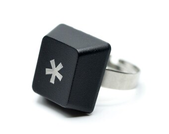 Keyboard Ring ASTERISK Miniblings Key PC Character Computer black