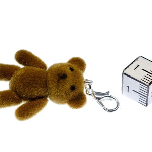 Teddy Bear Charm Pendant For Bracelet Miniblings Velvety Flock Light Brown imagen 3