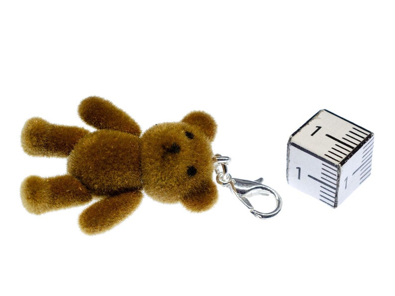 Teddy Bear Charm Pendant For Bracelet Miniblings Velvety Flock Light Brown imagen 3