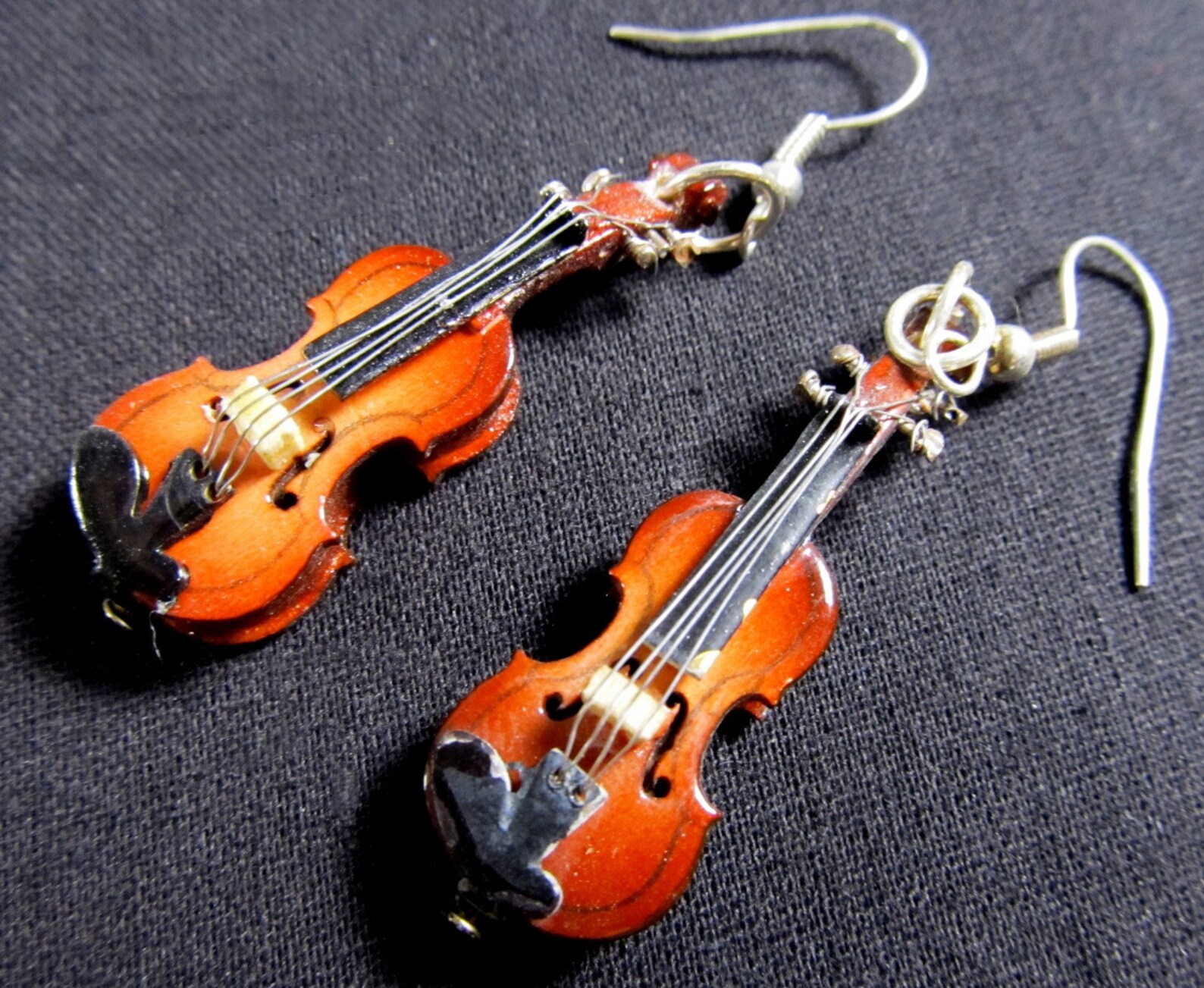 Violin Earrings 2 Violins Wood Miniblings Violinist Music Etsy