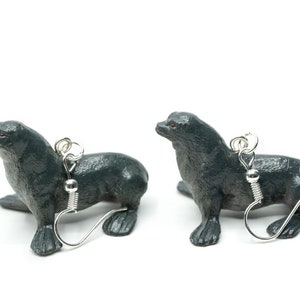 Seal earrings Miniblings pendant animal sea lion seal sea ocean dark grey