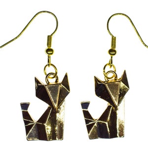 Fox Earrings Earring Golden Miniblings Animal Cat Wolf Cute Puppy Origami
