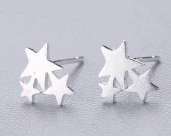 Sterne 3er Ohrstecker Miniblings Stecker Stern Sternenhimmel Weihnachten silber
