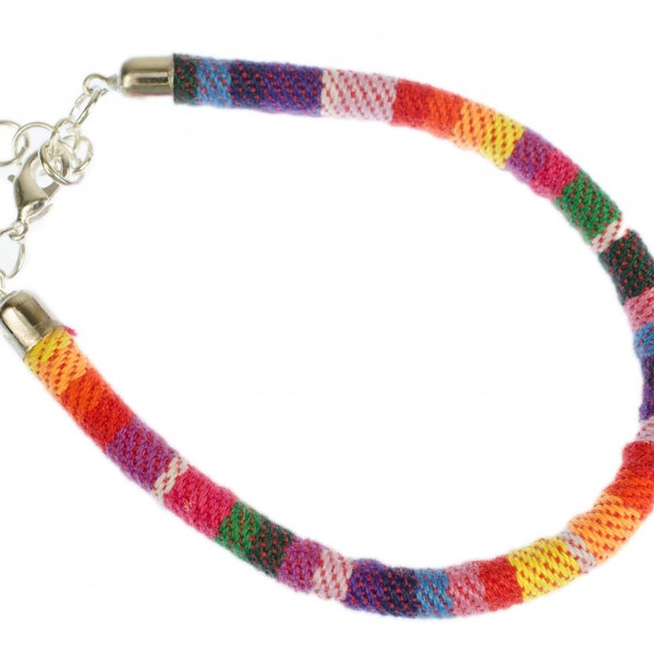 Ethno Armband bunt Miniblings Band Farben Stoff Multicolor Mexiko gestreift Peru