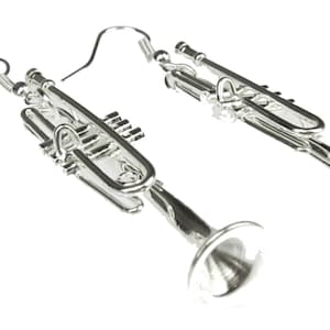 Trumpet Earrings Trumpets Miniblings Brass Bands Silver Plated + Box