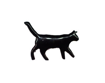 Cat Enamel Brooch Pin Badge Button Miniblings Animal Pet Enamelled Black Handmade