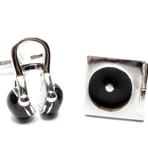 Casque tourne-disque Boutons de manchette + boîte Miniblings musique DJ Turntable