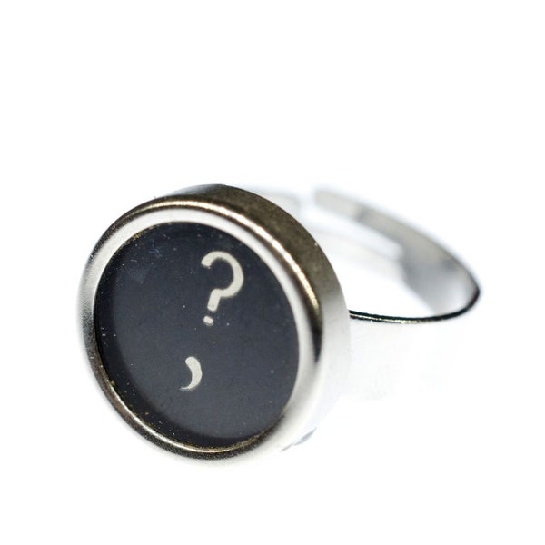 bouton Ring? Machine à ecrire cle bouton Vintage Miniblings Upcycling noir