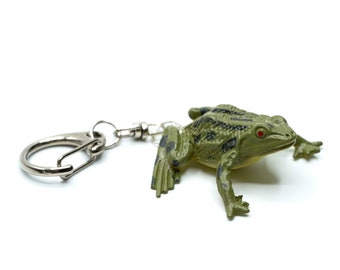 Llavero colgante de rana, sapo, ranas, verde oliva y negro