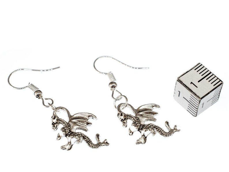 Dragon Boucles d'oreille 2cmfantastique conte mythique creature fee metal dragon image 4