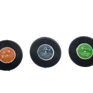 3 Vinyl Record Brooch Set Pin Miniblings Green Red Blue Brooches DJ Music