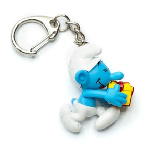 Gift Smurf Key chain key ring present birthday Kids Cartoon