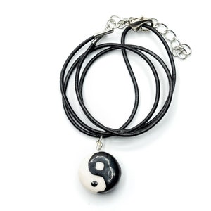 Yin Yang chain Miniblings pendant necklace opposites yoga Asia ceramics