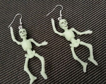 Glowing Skeleton Earrings Skeleton Bones Miniblings Halloween Scary Horror