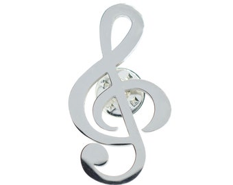 Treble Clef Note Brooch Pin Badge Button Badges Miniblings Music Silver XL