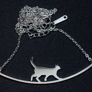 Cat Necklace Miniblings 45Cm Kitten Cats Pet Animal Running Walking Silver