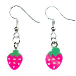 Strawberry Earrings Miniblings fruits fruit berry strawberries pink green