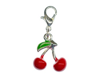 Cherries Cherry Fruit Charm Pendant Zipper Pull Miniblings Enamelled 3D