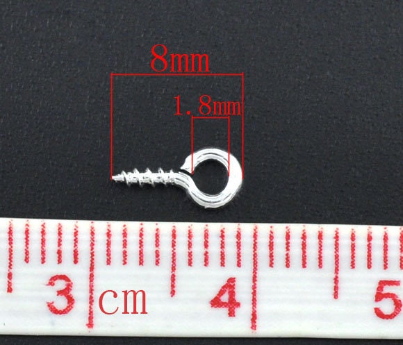 100X Copper Eyebolts Screws - 7mm Length, 2mm Hole, Jewelry Making Findings