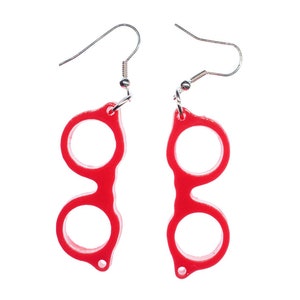 Glasses Woody Earrings Miniblings Nerd Spectacles Hipster Retro Red