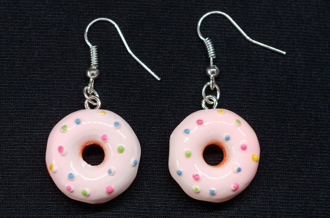 Donut Colorful Pearl Earrings Earring Glaze Sprinkles Fast Etsy UK