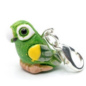 Budgie Charm Miniblings pendant parakeet bird parrot ceramic green