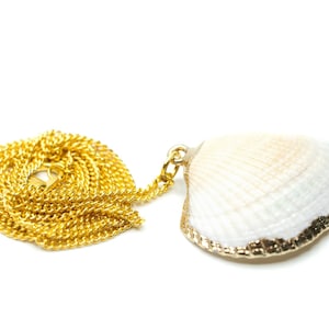 Shell chain Miniblings 60cm pendant necklace sea beach boho white gold