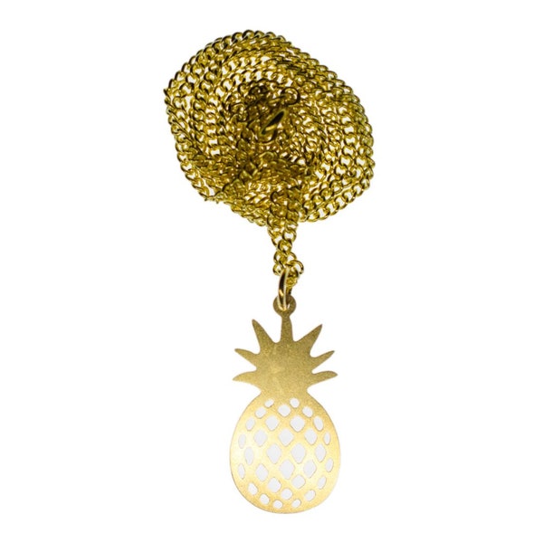 Ananas Kette Halskette Miniblings Essen Frucht Obst Party Urlaub 60cm gold