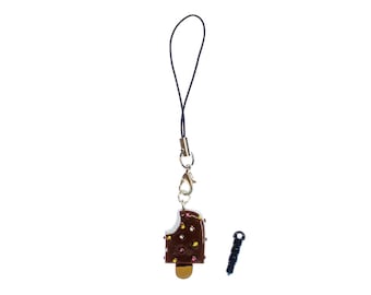 Popsicle Ice Cream Mobile Cell Phone Charm Pendant Chocolate Icecream Brown