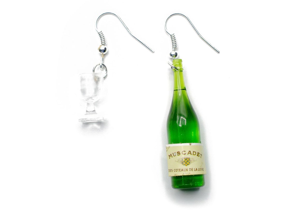 Wine Glass Earrings Miniblings Earrings Water Glass Bottle Etsy