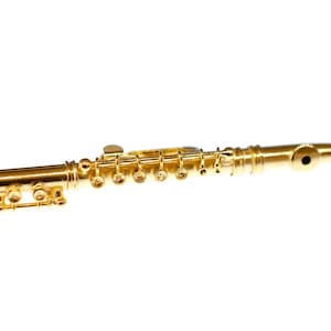 Flute Brooch Miniblings Pin Badge Music Orchestra Flutist Gold Plated +Box