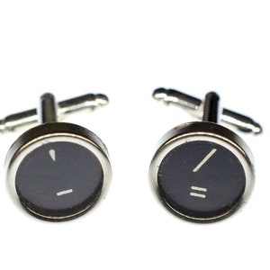 Equal Minus Sign Cuff Links Cufflinks + Box Typewriter Keys Miniblings Black