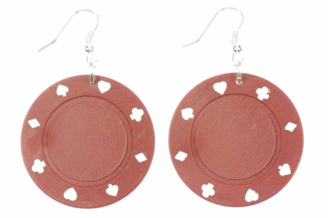 Poker Chip Earrings Miniblings Casino Las Vegas Gambling Red Etsy UK