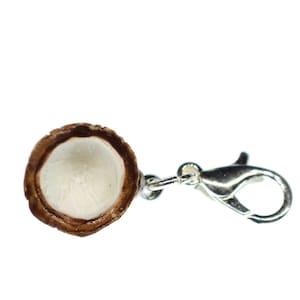 3D Coconut Charm Miniblings For Bracelet Wristlet Dangle Metal Realistic