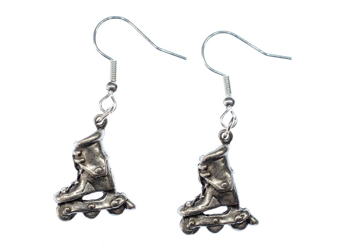 Argent patinage patins roulettes Boucles d'oreille patins