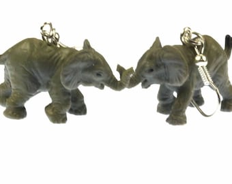 Elephant Earrings Miniblings Rubber Grey Zoo