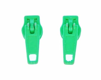 ZIpper ZIp Upcycling Earrings Ear Studs Earstuds Miniblings Upcycling Neon Green