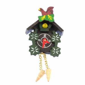Cuckoo Clock Brooch Black Forest Miniblings Button Black Forrest Brown Wood