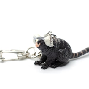 White-tufted-marmoset keyring key chain Miniblings Zoo monkey Brush-eared monkey